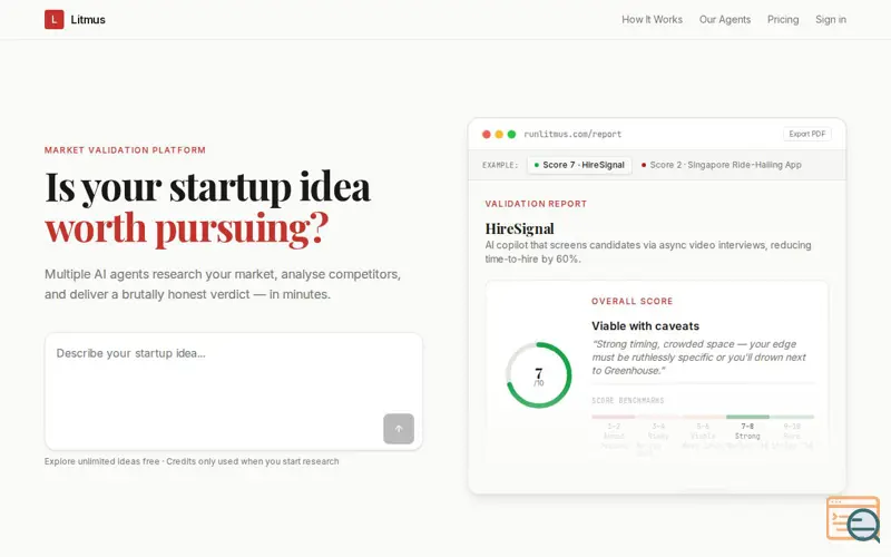Screenshot of Litmus