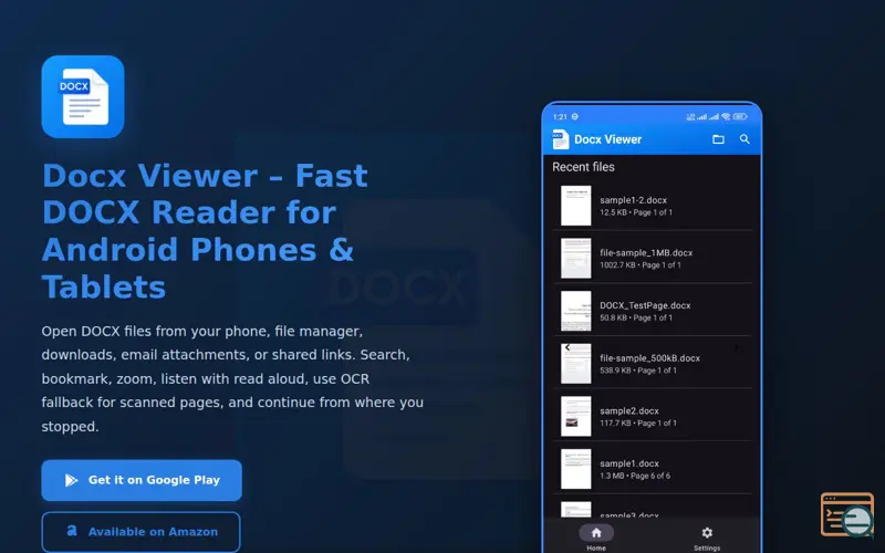 Screenshot of Docx Viewer
