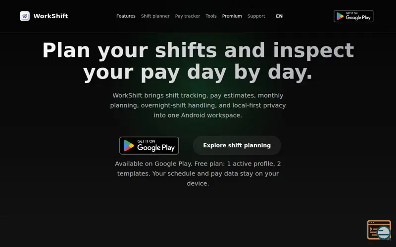 Screenshot of WorkShift