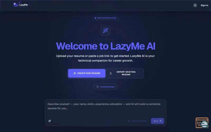 Screenshot of LazyMe