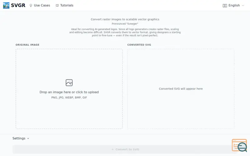 Screenshot of SVGR - Image to SVG Converter