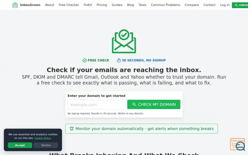 Screenshot of InboxGreen