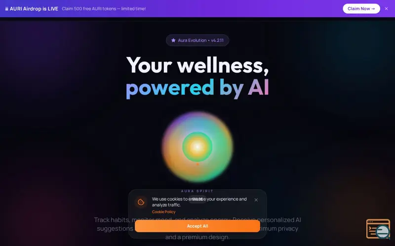 Screenshot of Aura, a launch using wagmi