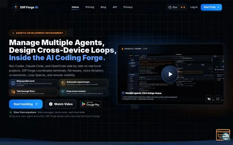 Screenshot of Diff Forge AI — The Agentic Development Environment