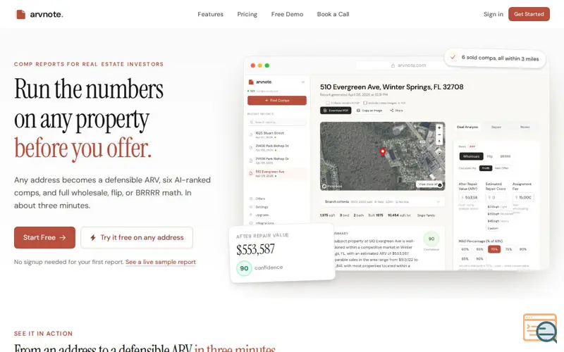 Screenshot of ARVnote, a launch using Stimulus