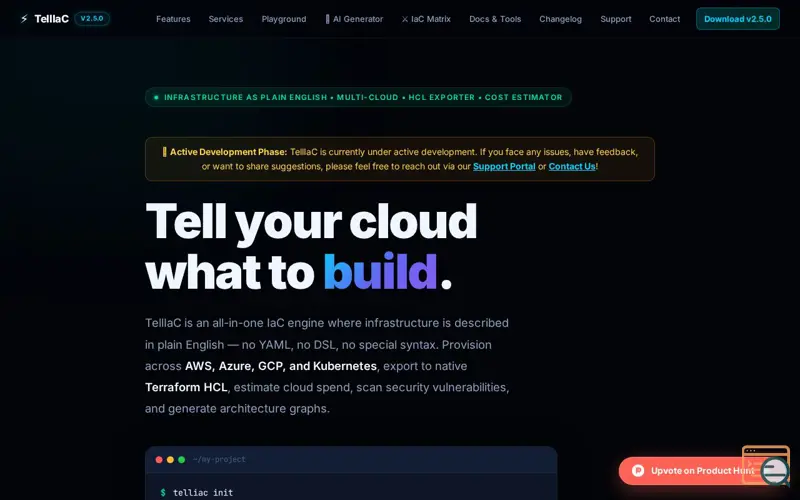 Screenshot of TellIaC (Human Infrastructure as Code)