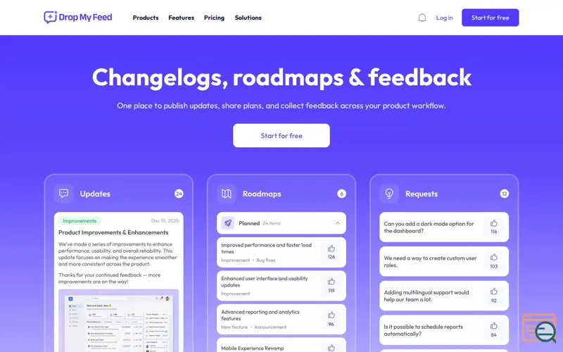Screenshot of DropMyFeed