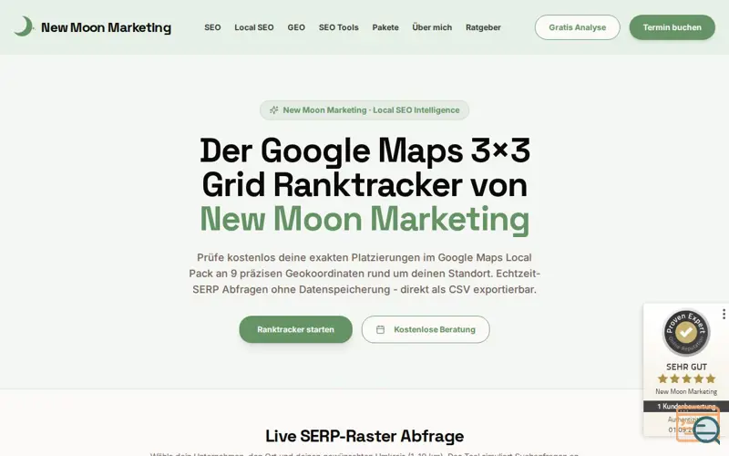 Screenshot of Google Maps Grid Ranktracker