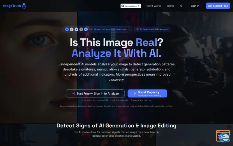 Screenshot of ImageTruth AI