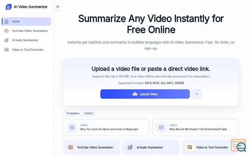 Screenshot of AI Video Summarizer