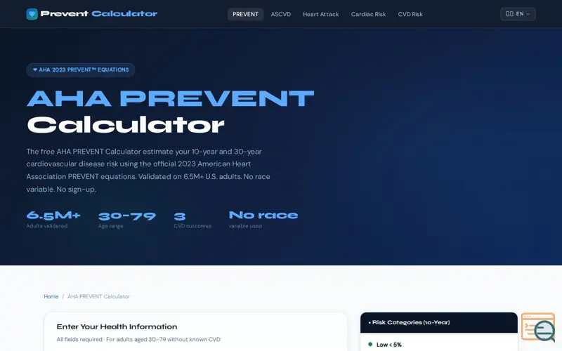 Screenshot of Year CVD Risk Tool (2026)