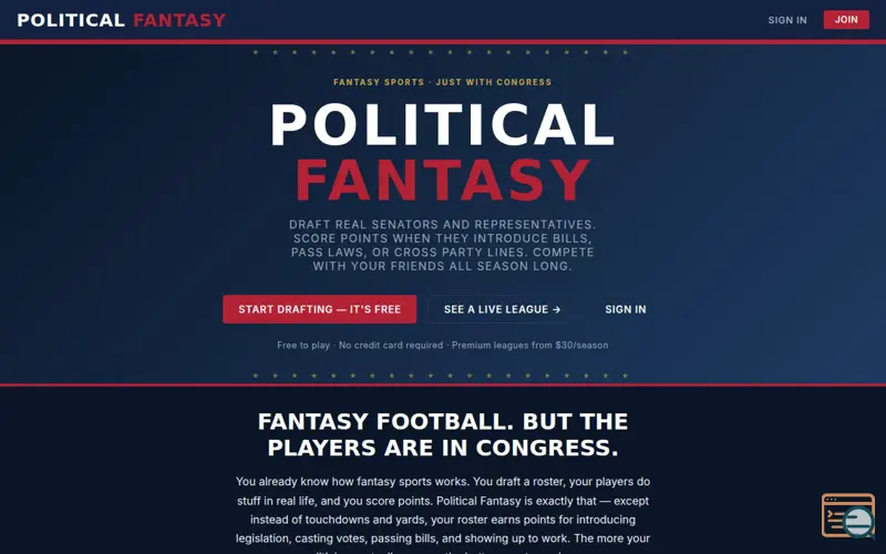 Screenshot of Political Fantasy — Draft Congress. 