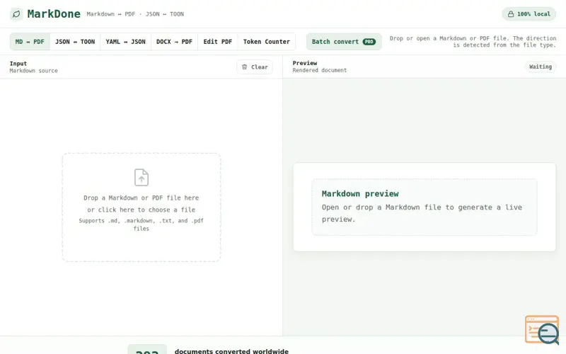 Screenshot of MarkDone 