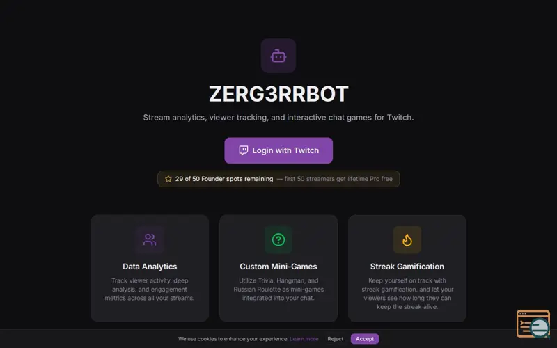 Screenshot of ZERG3RRBOT