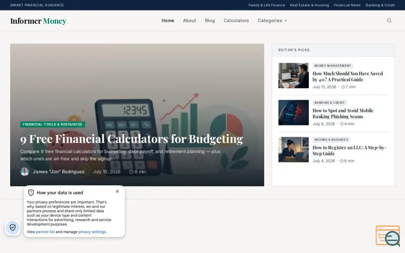Screenshot of Informer Money, a launch using Bitmedia