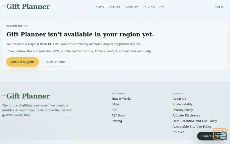 Screenshot of Gift Planner