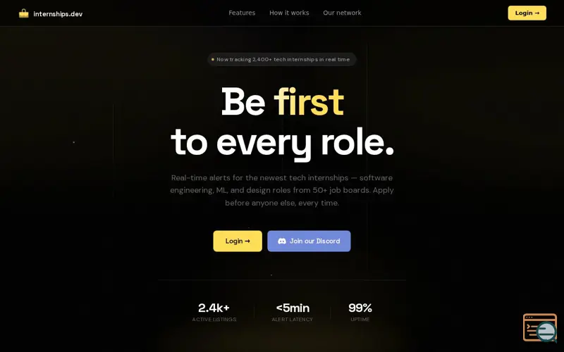 Screenshot of internships.dev