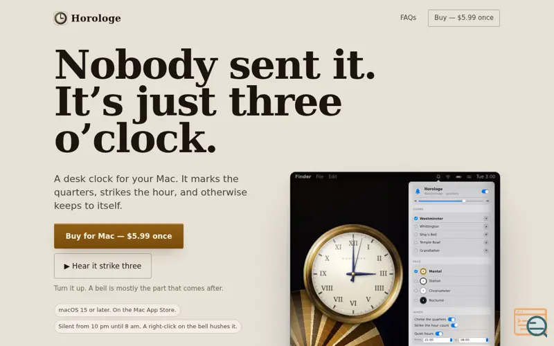 Screenshot of The chiming desk clock you don't need
