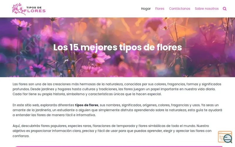 Screenshot of tipos de flores​