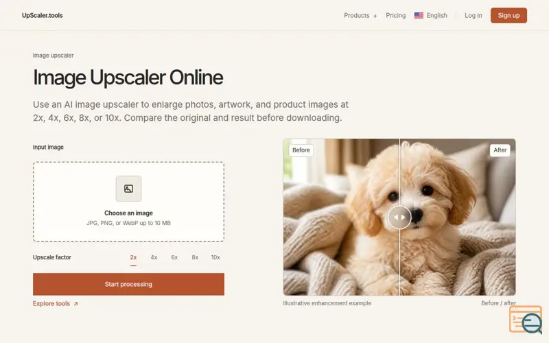 Screenshot of UpScaler.tools