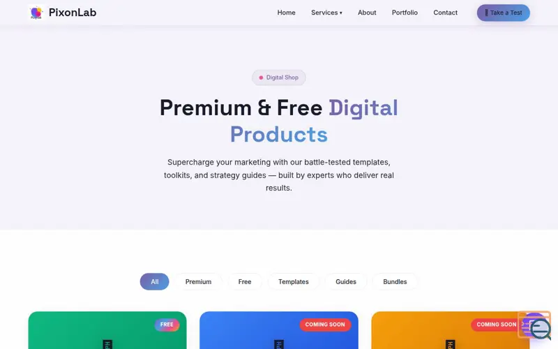 Screenshot of Digital Products — Pixon Lab