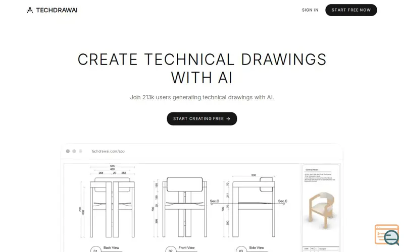 Screenshot of TechDraw AI