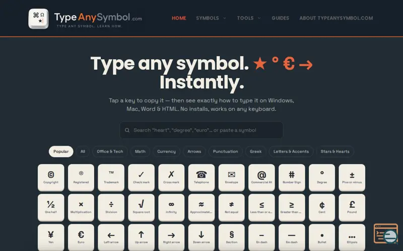 Screenshot of TypeAnySymbol