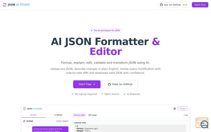 Screenshot of JSON AI Studio 