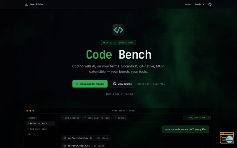 Screenshot of Code Bench