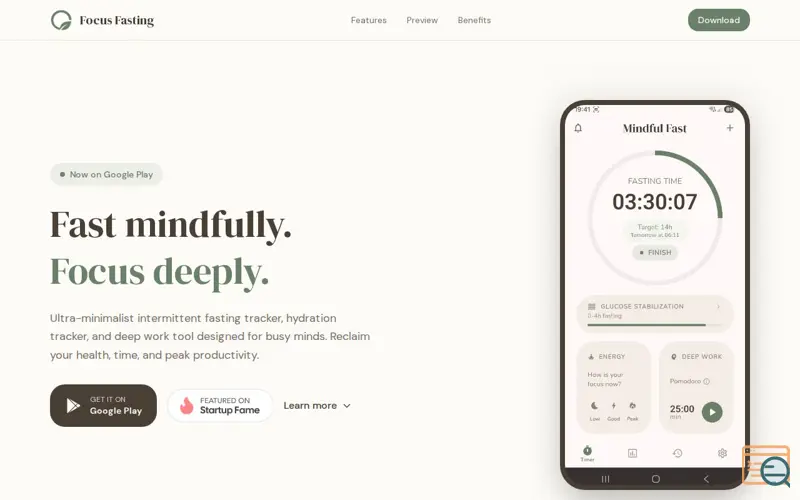 Screenshot of Focus Fasting