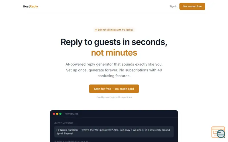 Screenshot of hostreply