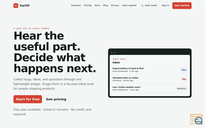 Screenshot of SaySift