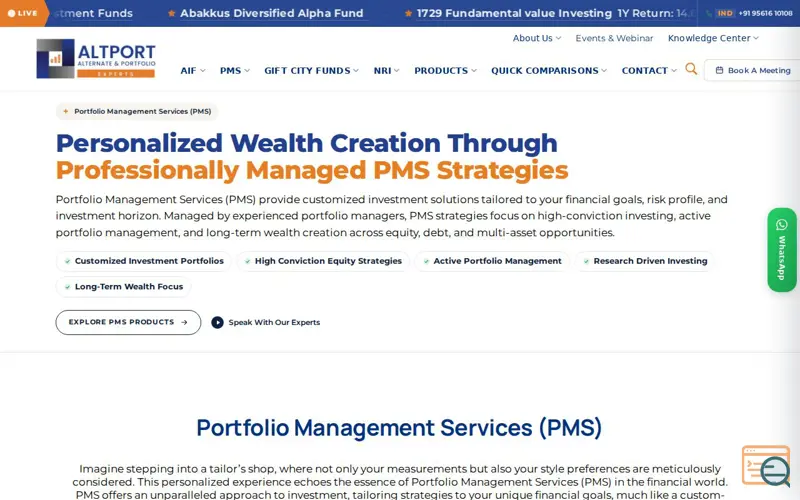 Screenshot of Best PMS in India, a launch using Chart.js