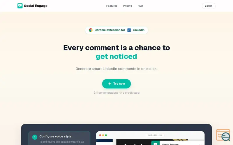 Screenshot of Social Engage: AI Assistant for LinkedIn