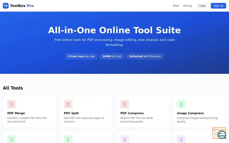 Screenshot of ToolBox Pro
