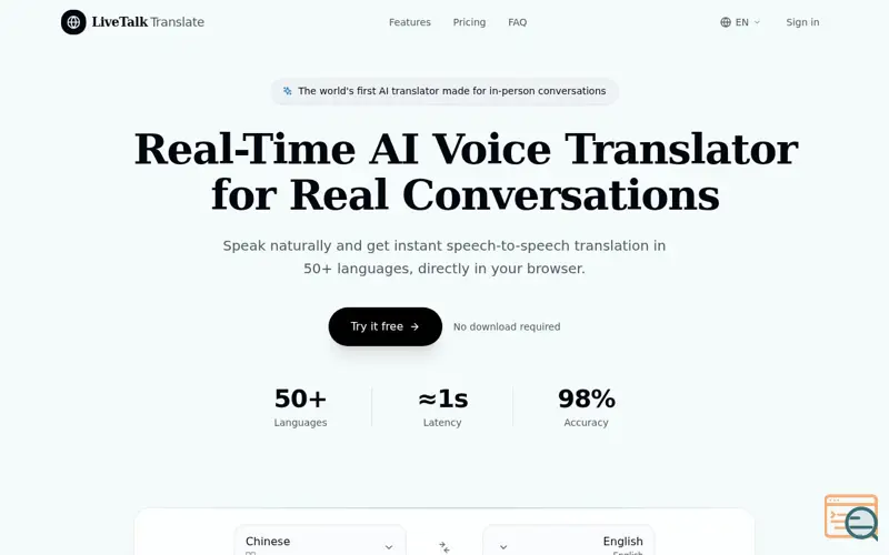Screenshot of LiveTalk Translate