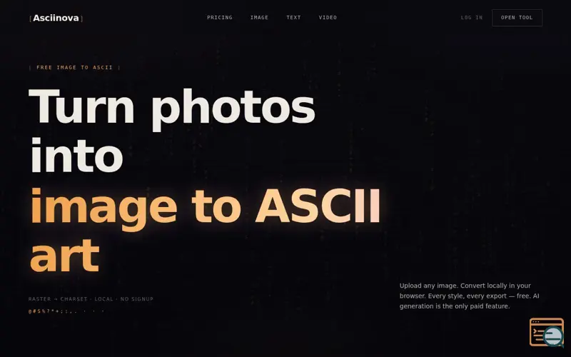 Screenshot of Image to ASCII