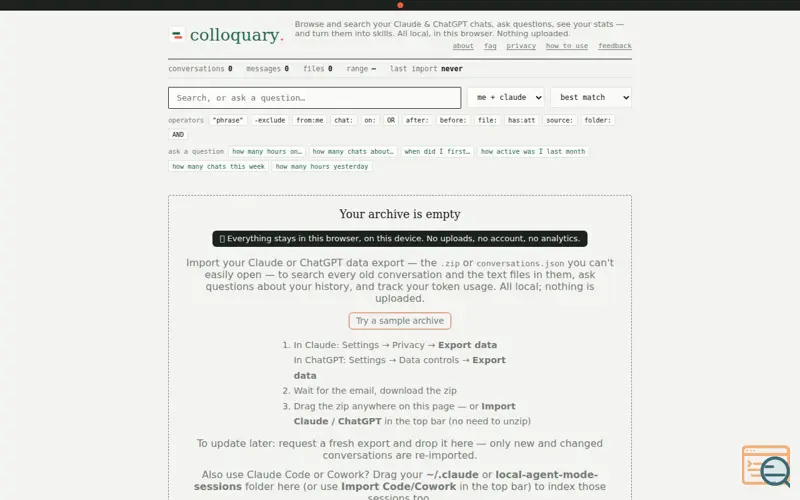 Screenshot of Colloquary