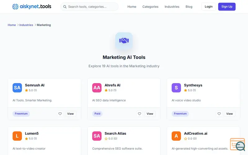 Screenshot of Marketing AI Tools - Ai Skynet 