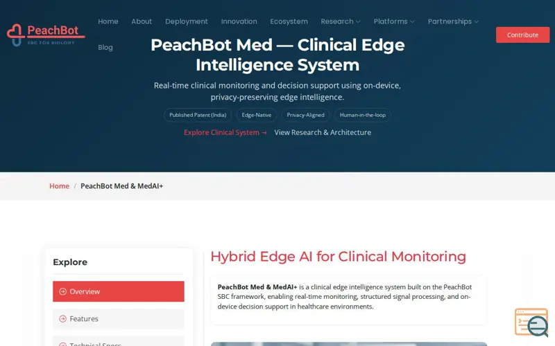 Screenshot of PeachBot Med, a launch using MyWOT