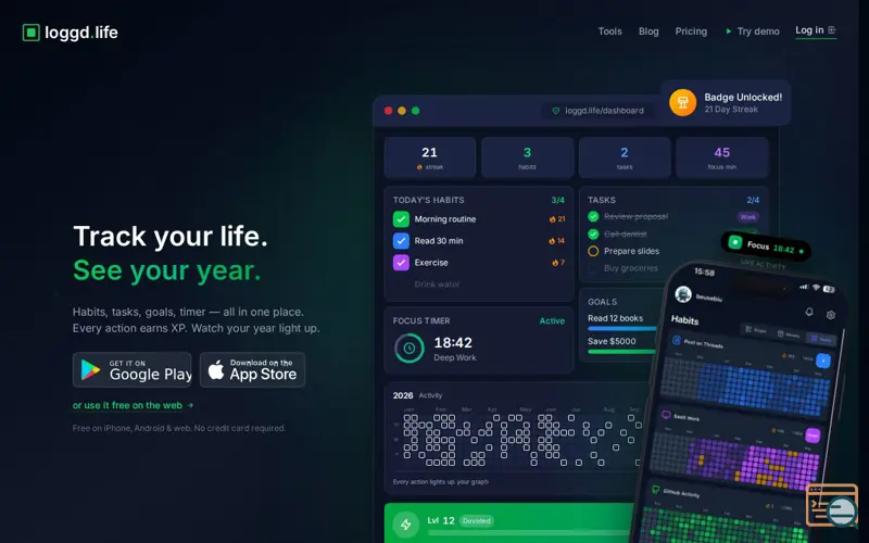 Screenshot of Loggd