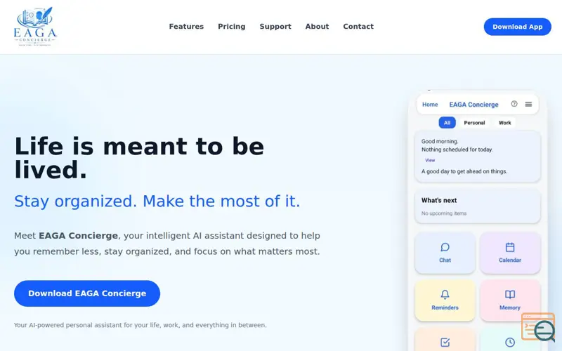 Screenshot of EAGA Concierge