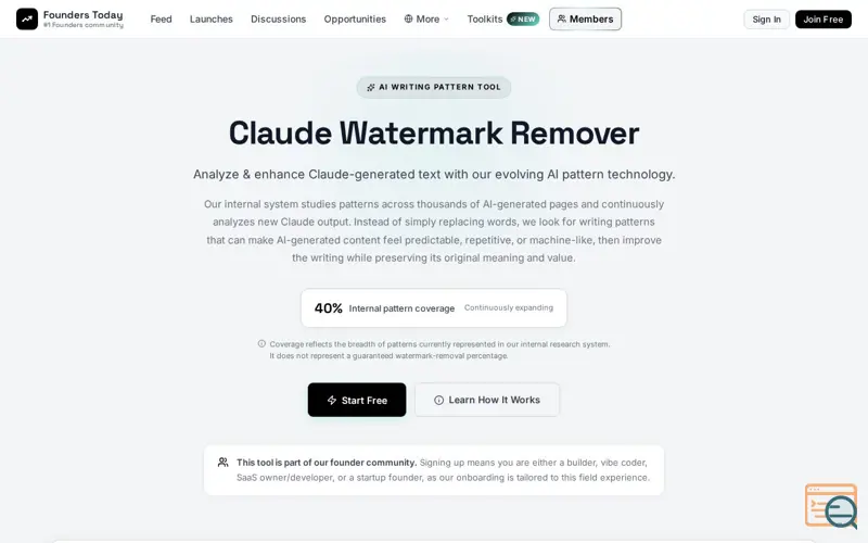 Screenshot of Founderstoday
