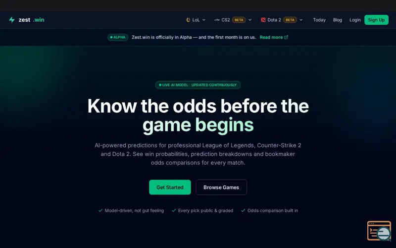 Screenshot of zest.win