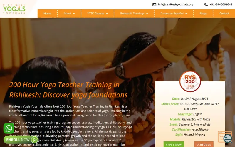 Screenshot of Rishikesh Yogis Yogshala