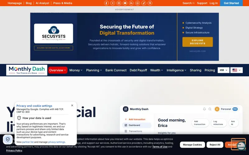 Screenshot of Monthly Dash