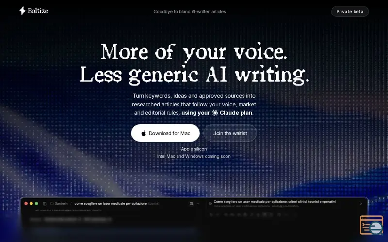 Screenshot of Boltize