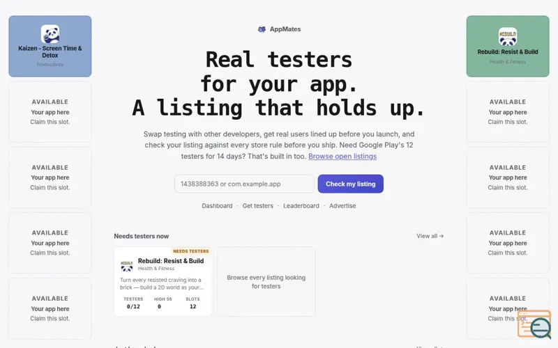Screenshot of AppMates