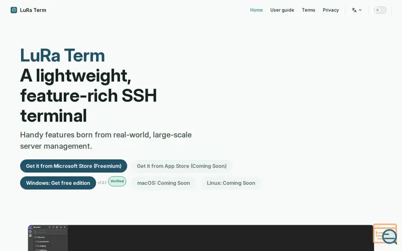Screenshot of LuRa Term