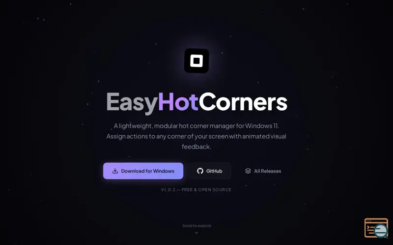 Screenshot of EasyHotCorners